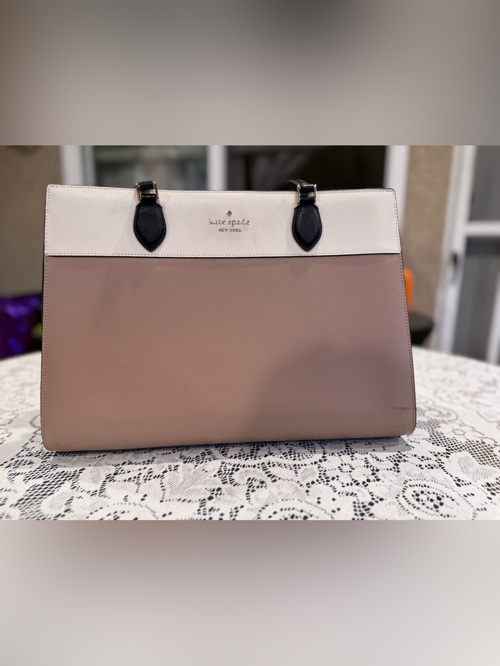 kate spade Two-Tone Blush Pink, White & Black Tote